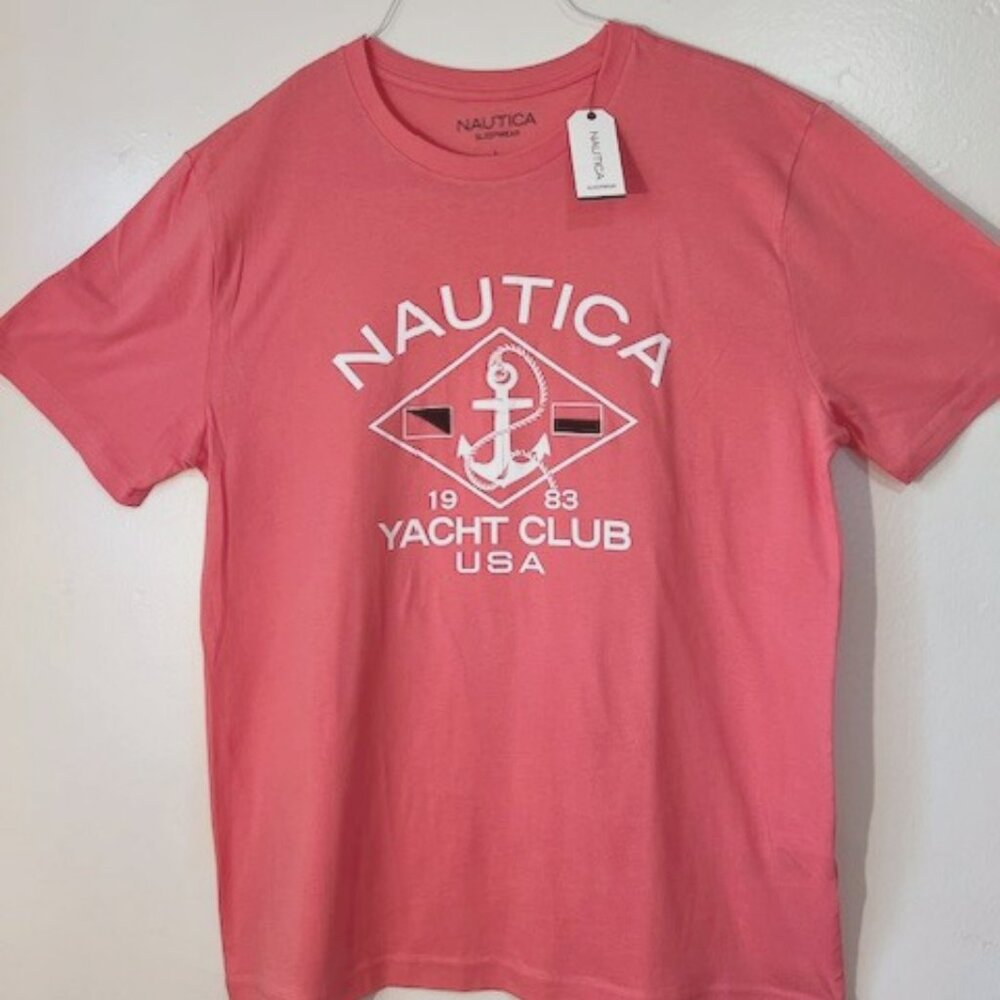 "Nautica" Men's Size "XL" Yacht Club Anchor Graphic Sleep T-Shirt - Teaberry